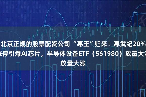 北京正规的股票配资公司 “寒王”归来！寒武纪20%涨停引爆AI芯片，半导体设备ETF（561980）放量大涨