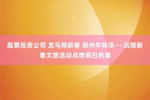 股票投资公司 龙马闹新春 辰州年味浓——沅陵新春文旅活动点燃假日热潮
